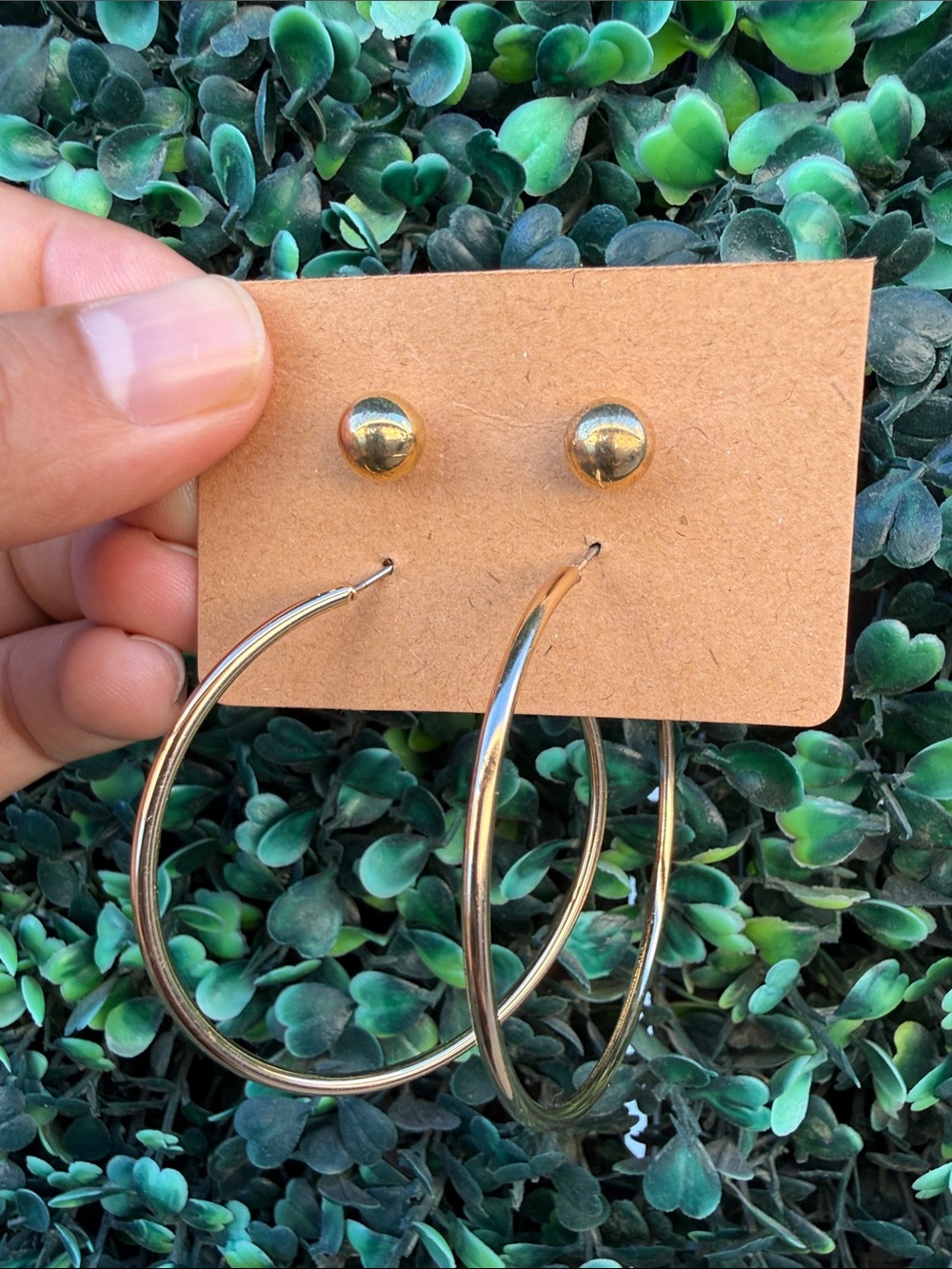 Gold Hoop and Stud Earring Set - Classic Women's Jewelry